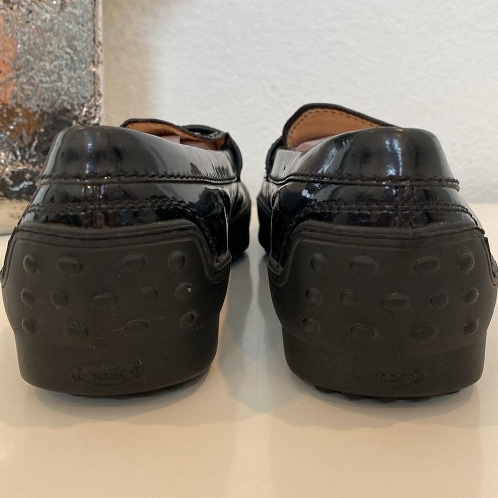 Tod's Patent Leather Platform Penny Loafers Preppy Dark Academia Size 11/11.5 - Picture 6 of 12